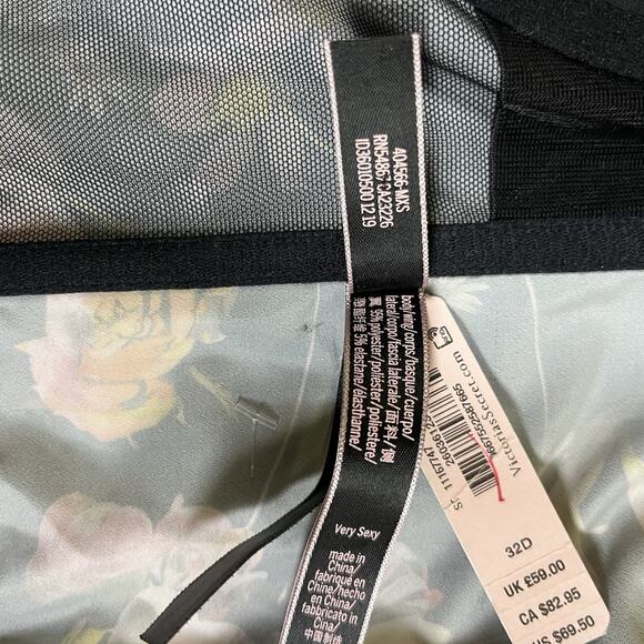 Victorias Secret Very Sexy Black Floral Satin Bustier Corset Top 32D Zipper NWT - Picture 10 of 13